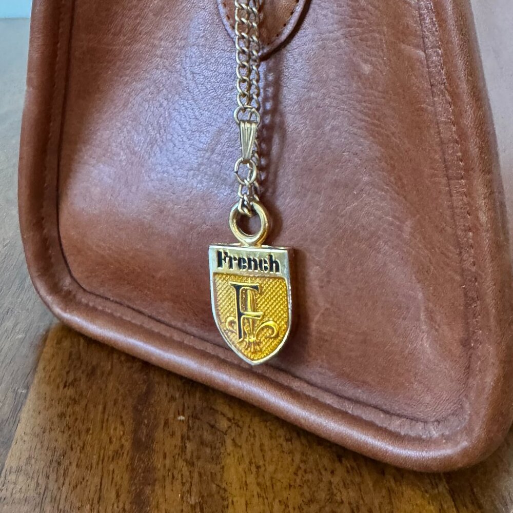 French Company Vintage Brown Leather Bag No Shoulder Strap - Picture 4 of 15